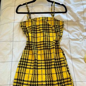Yellow & black Plaid Mini Dress